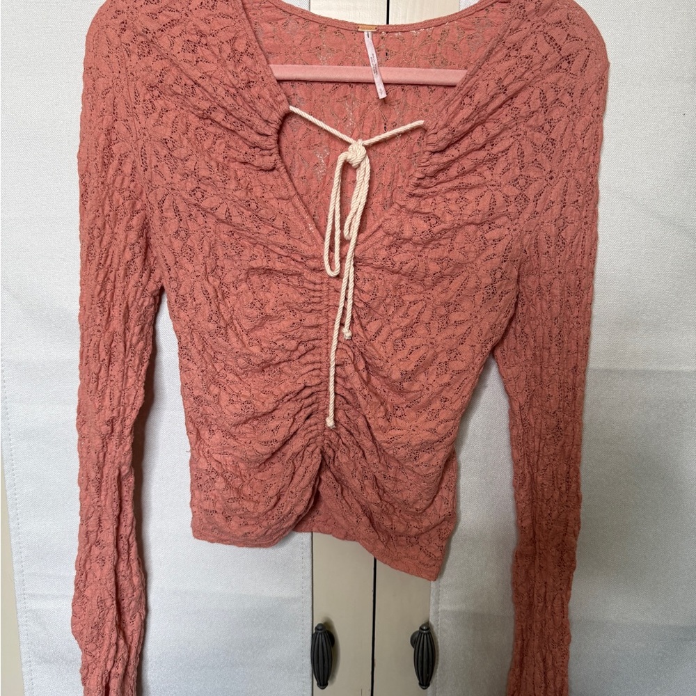 Free people Women's Lace-Up Ruched Top - Pink